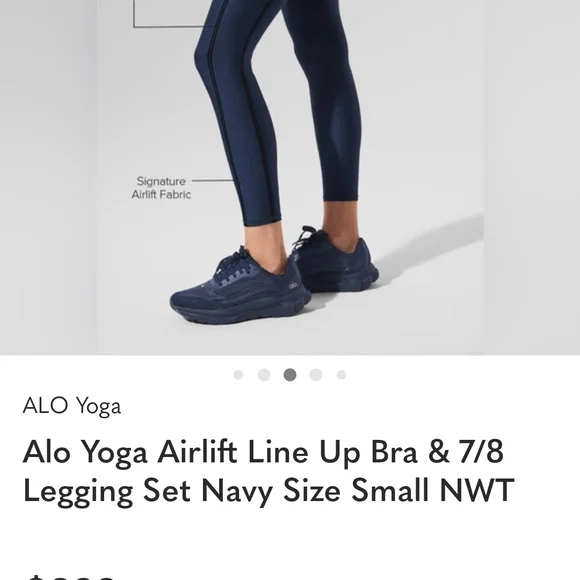 ALO AIRLIFT Navy Leggings and BRA SET XXS BRAND NEW!!!! - Picture 3 of 7